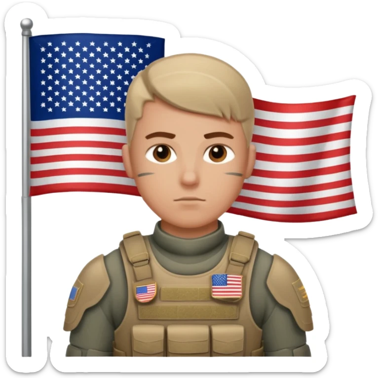 generate realistic white american soldier in body armor and full uniform with small usa flag on shoulder sticker