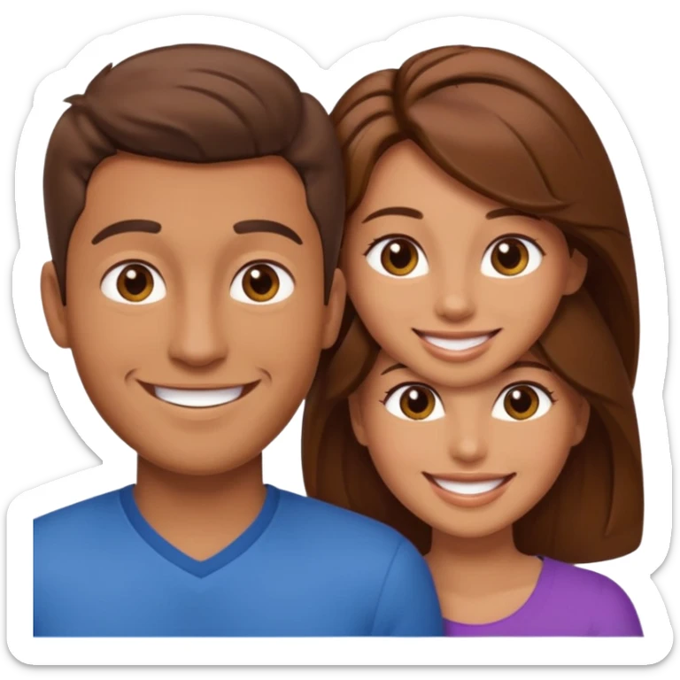 Un trouple : deux hommes  et une femme qui sont amoureux  , ils sont tous blanc et brun  sticker