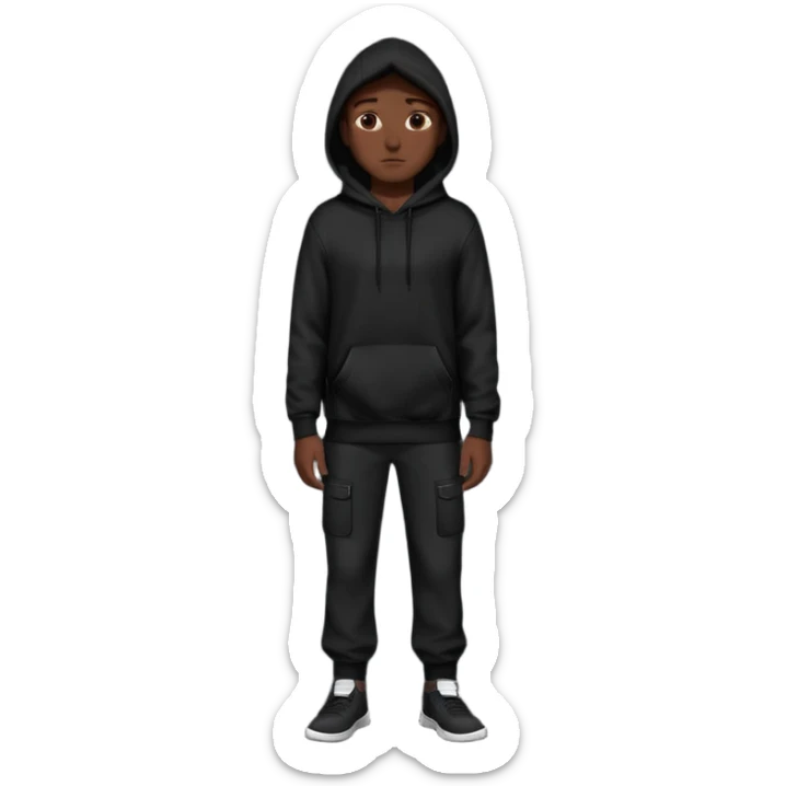 fullbody Mysterious man in black hoodie, hands in pockets and black pants sticker