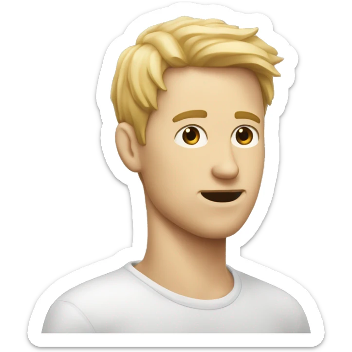 homme blanc qui met un doigt sur sa bouche et une main sur son oreil droite sticker