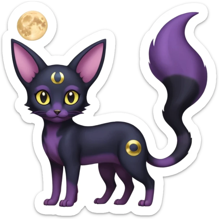 Magical Lunar Celestial Moon-powered-Umbreon-Purrloin-Delcatty-sphynx-fusion (full body) sticker