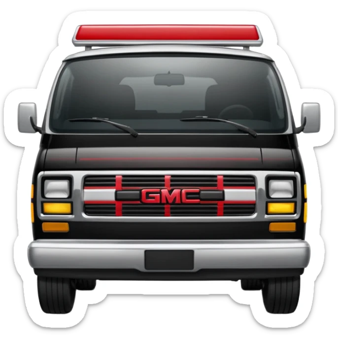 I need an emoji depicting the A-Team's van. this is a GMC Vandura with a front grill, and a diagonal stripe coming from the door, it is not a VW van sticker