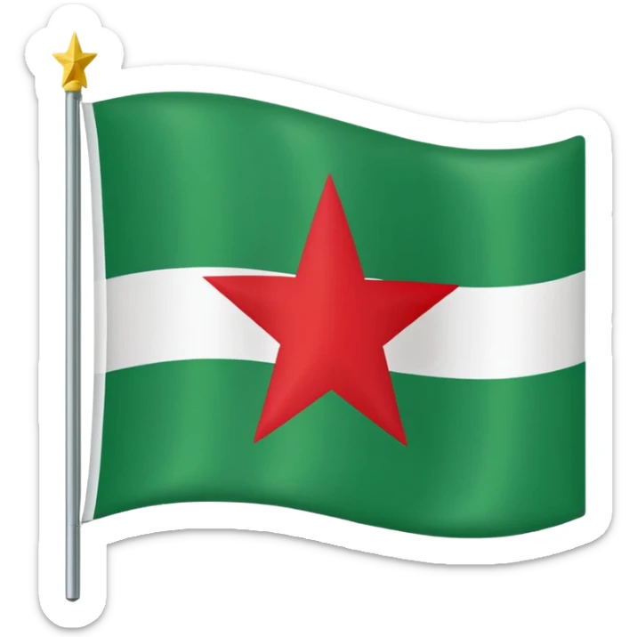 Create a flag tricolour of green, white, and red, with a black star located in the centre. sticker