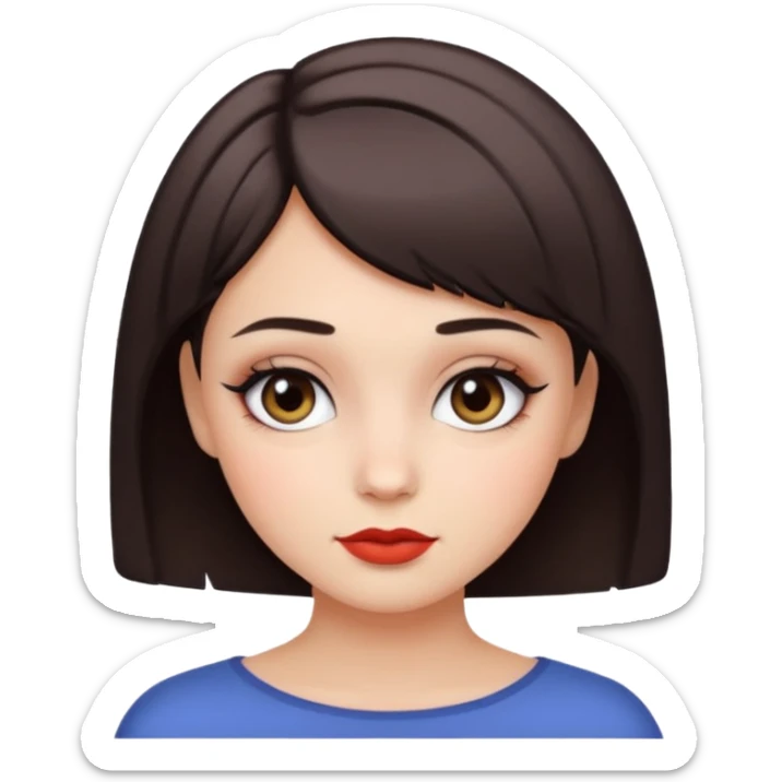 make sexy, cute, and gorgeous girl with short hair and makeup on her face sticker