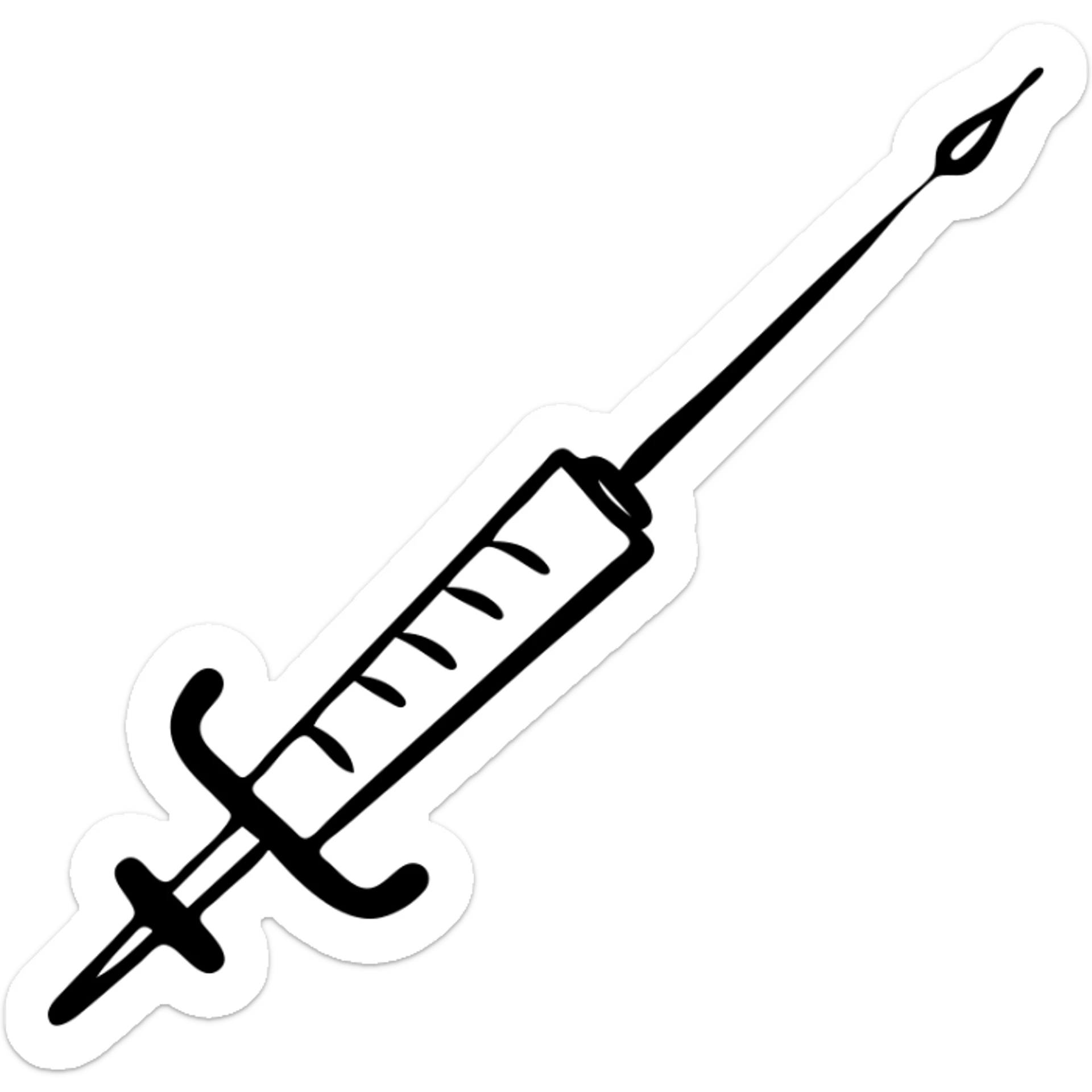A medical syringe with needle, simple and recognizable icon for healthcare sticker