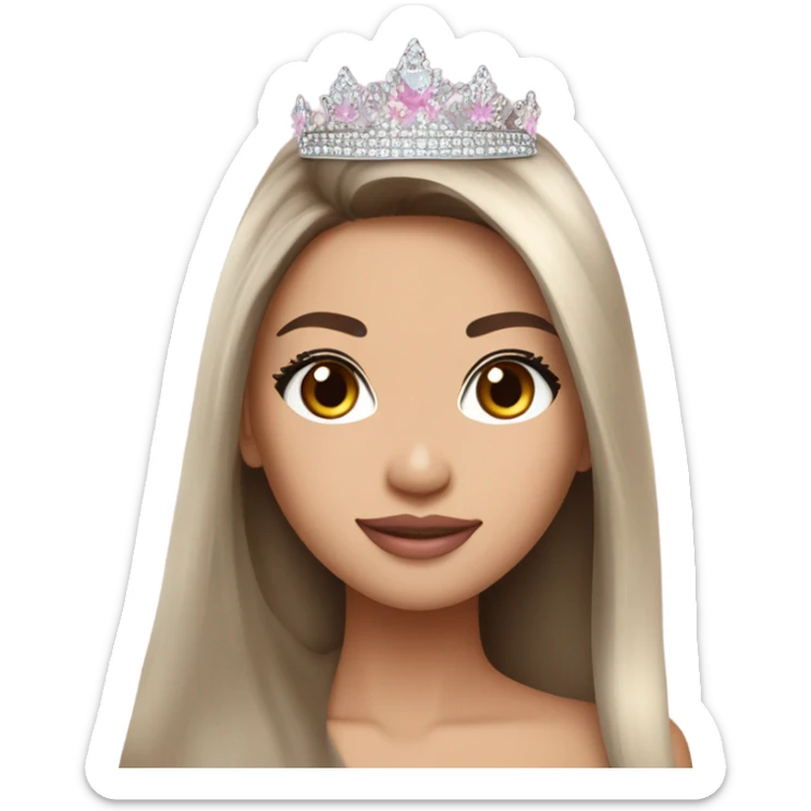 Miss universe south east Asian with long straight brown hair and hazel eyes and pink-ish lips sticker