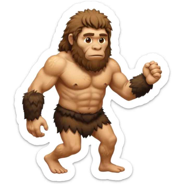 Can you make a emoji of a dumb Neanderthal  with his hands dragging on the ground? sticker