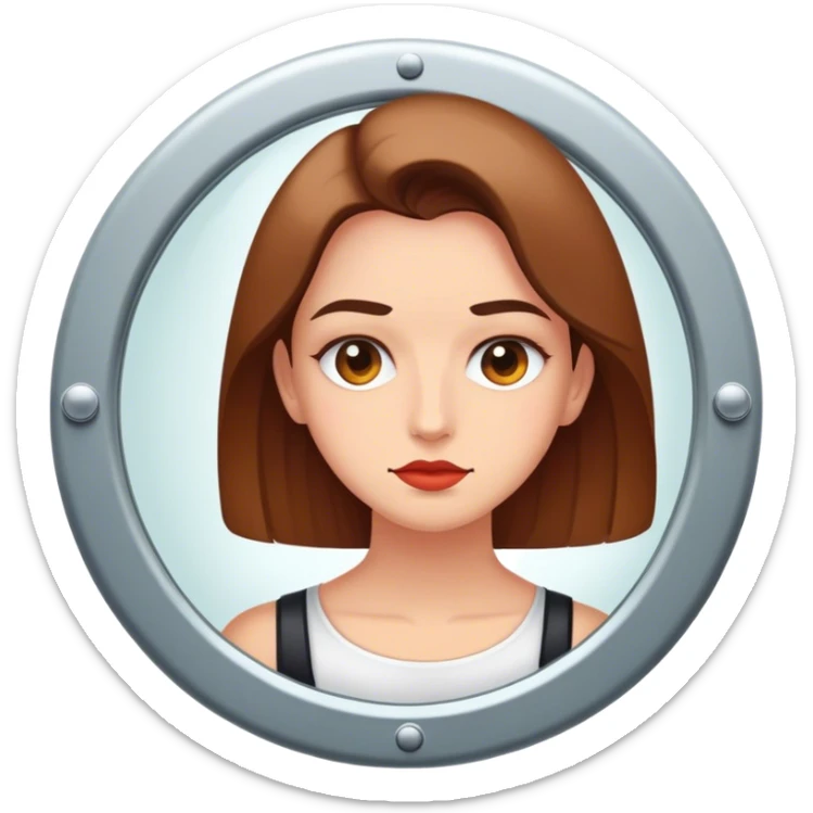 Una persona mirando a un espejo. en el espejo esa persona me mira a mi.  sticker