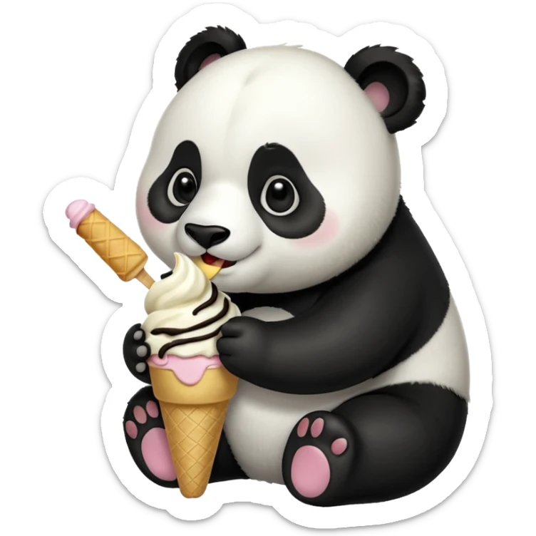 Panda eating ice cream sticker