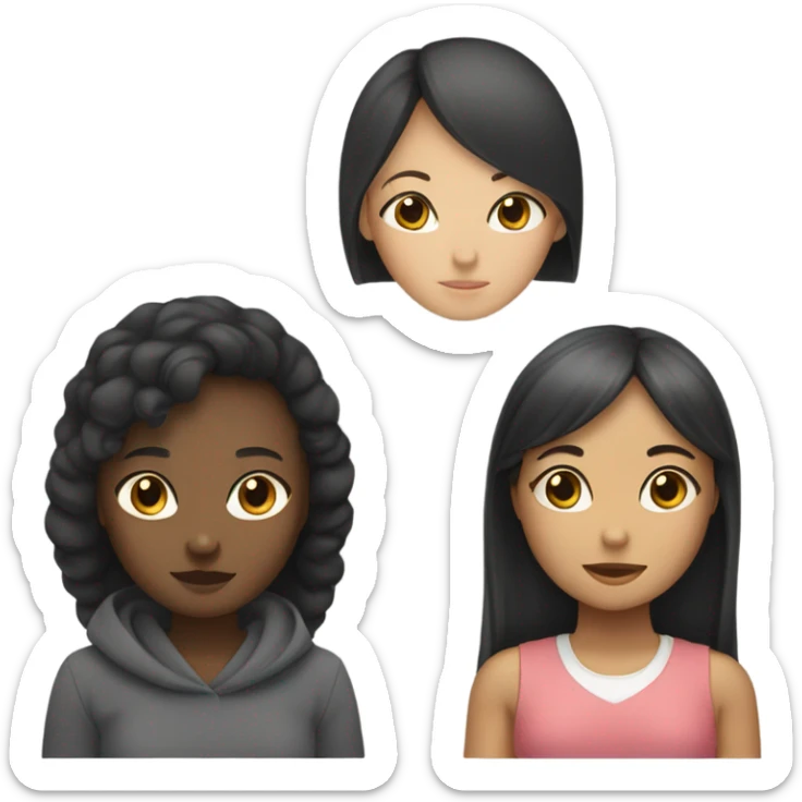 black girl asian girl and black girl trio  sticker