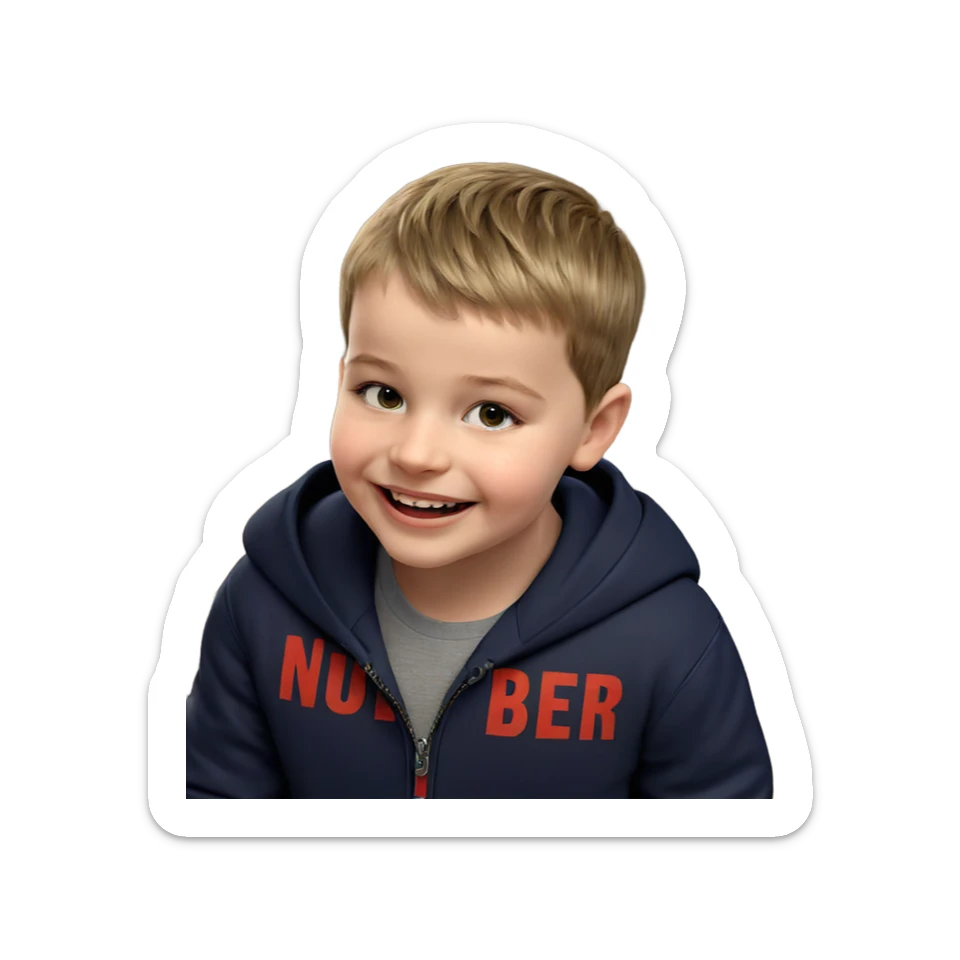 smiling boy in realistic portrait sticker