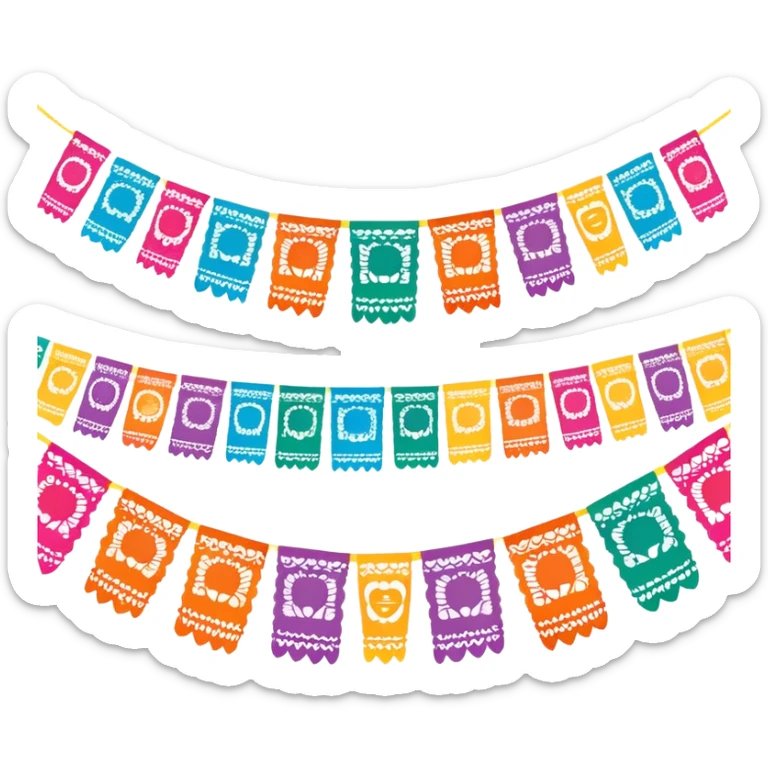 festive one garland of colorful mexican papel picado sticker