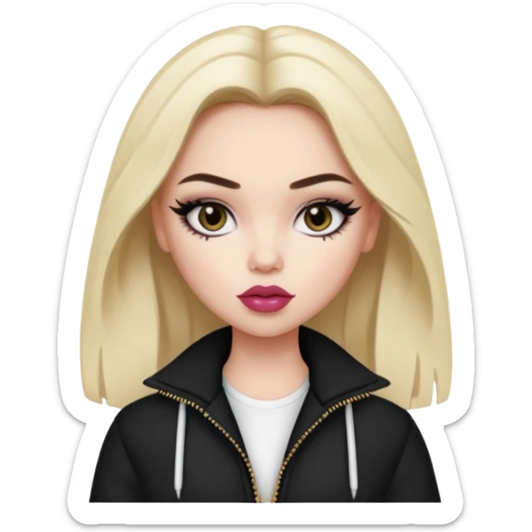 arabian, pretty lips, clothes, pale skin, pretty bratz baddie, black eyeliner sticker