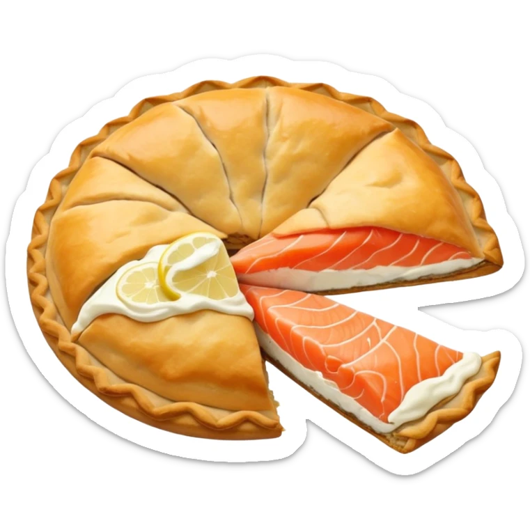 Karelian pasty with cream on top finnish with cream on top and salmon and lemon sticker