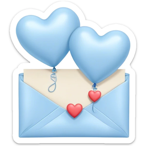 navy love letter in pastel blue and perl heart-shaped balloons sticker