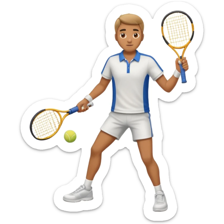 full body of a man playing tenis with sport shirt sticker