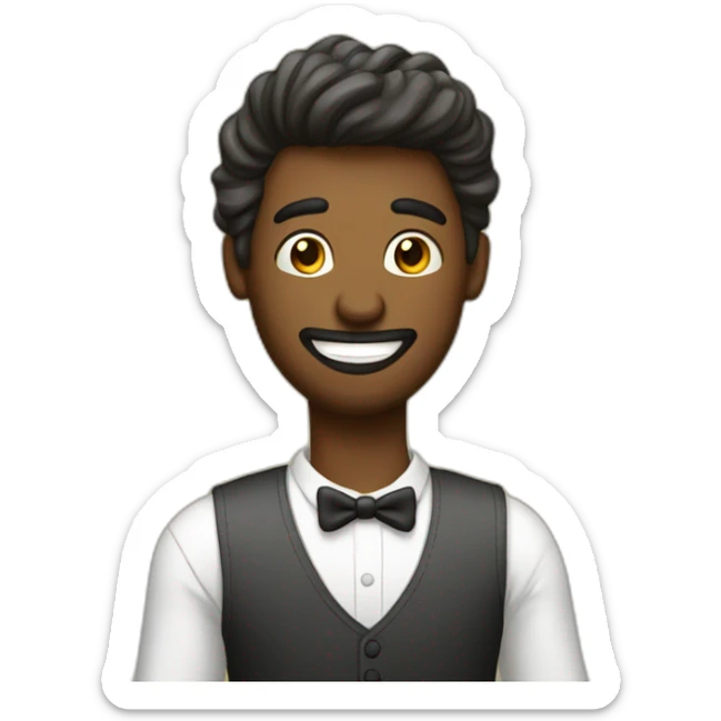 hombre bien vestido feliz teniendo una llamada con un iphone sticker