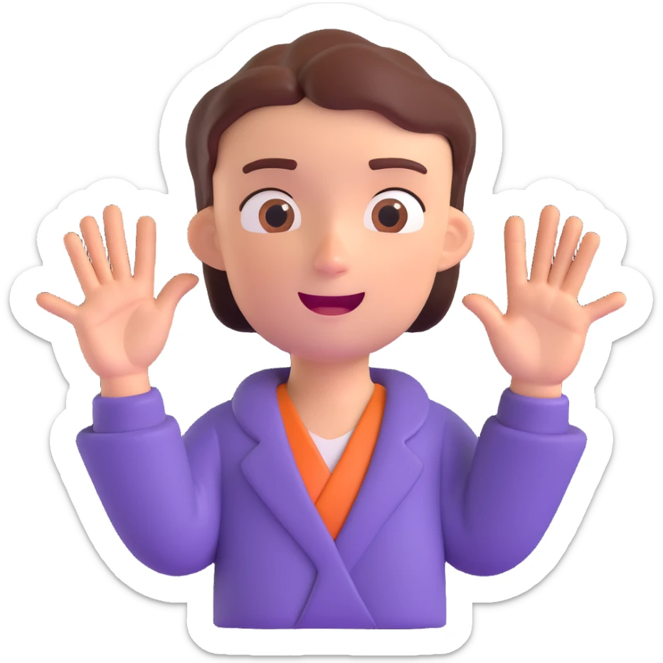 emoji of a character with hands spread out and a nonchalant facial expression expressing 'Nah' sticker