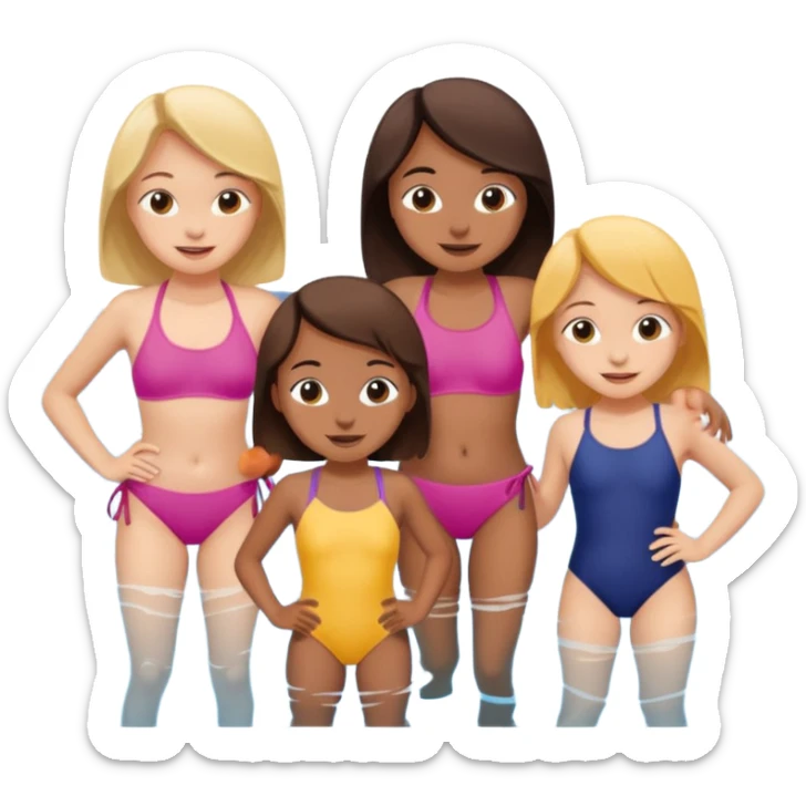 3 girl cousins and 1 boy cousin fun in the pool sticker