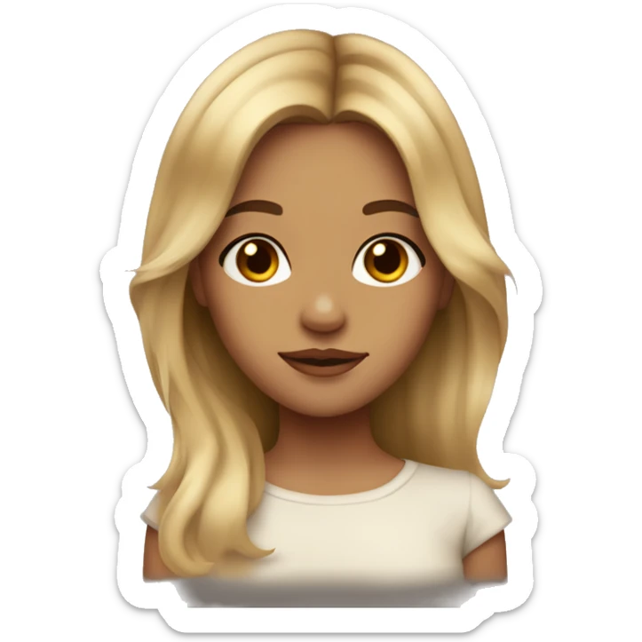 dirty blonde girl, with honey brown eyes, cute, soft, lucious hair sticker