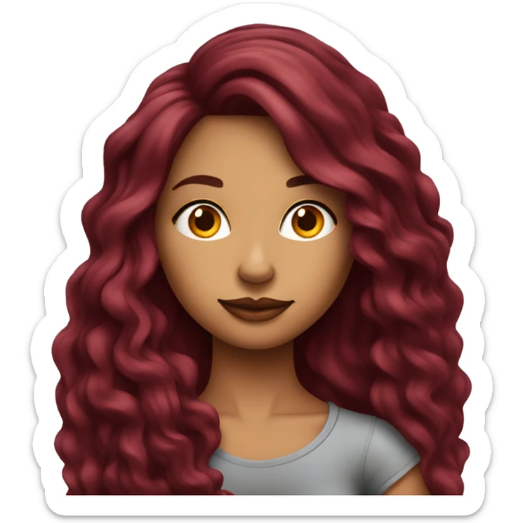 Beautiful tattooed burgundy long haired woman sitting on couch sticker