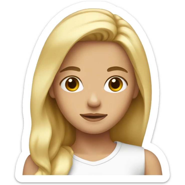blonde girl with brown eyes, emoji size up to the middle of the body sticker