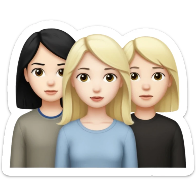 A black hair girl a blonde girl and a blonde boy sticker