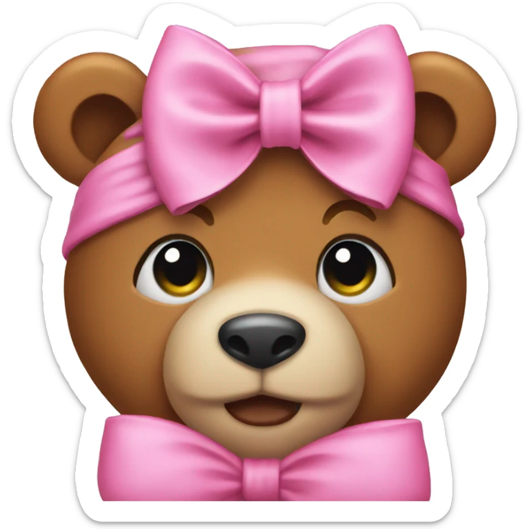 Pink bow bear sticker