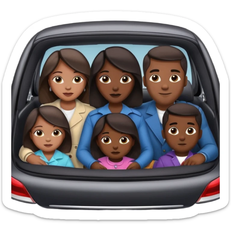 A fam of 7 mom dad big bro big sis middle sis and 2 baby we r black skin coulor and we r fine and baddies in a car sticker