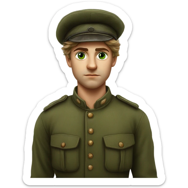 25 year old green eyed peasant during the 1917 revolution in russia photorealistic serious sticker