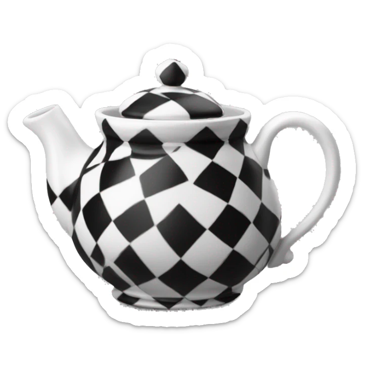 Black and white checkered teapot sticker