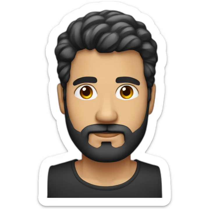 hombre de 45 años cabello muy corto negro con canas barba con canas vestido formal ojos negros anteojos sticker