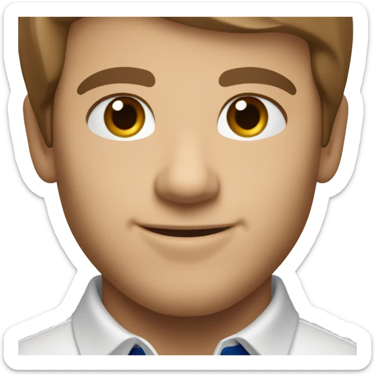 a man smiling with parted brown hair, hazel eyes, Ralph Lauren polo shirt sticker