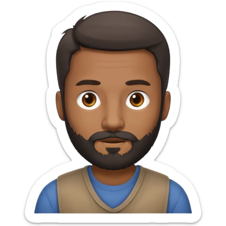 give my dad a grandpa look but beard mixed with grey and black , very low hair on head brown in complexion, casual clothes sticker