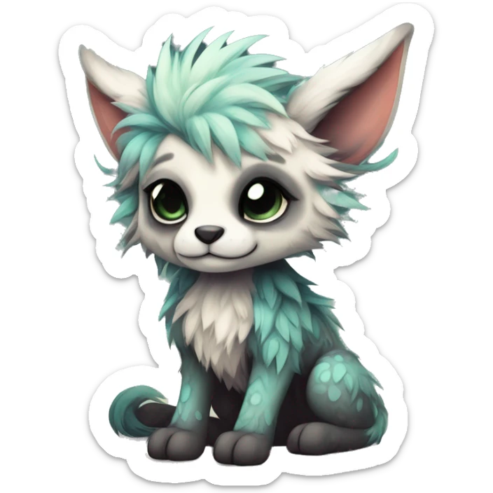 cute Kawaii edgy fantasy animal fursona Fionbri creature by griffsnuff & LiLaiRa & Falvie full body sticker