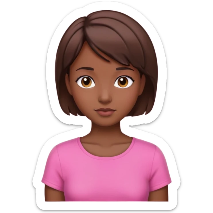 I need a girl with brown short hair, a lil dark skin, with a pink top  sticker
