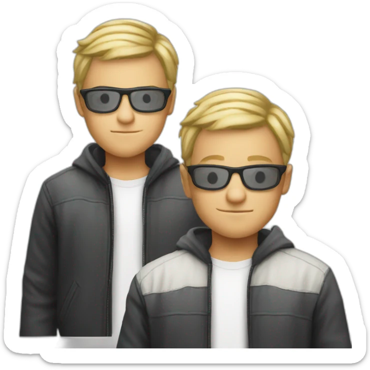 a young boy with short blonde hair with transparent white glasses and a little mostache, he is a hacker sticker