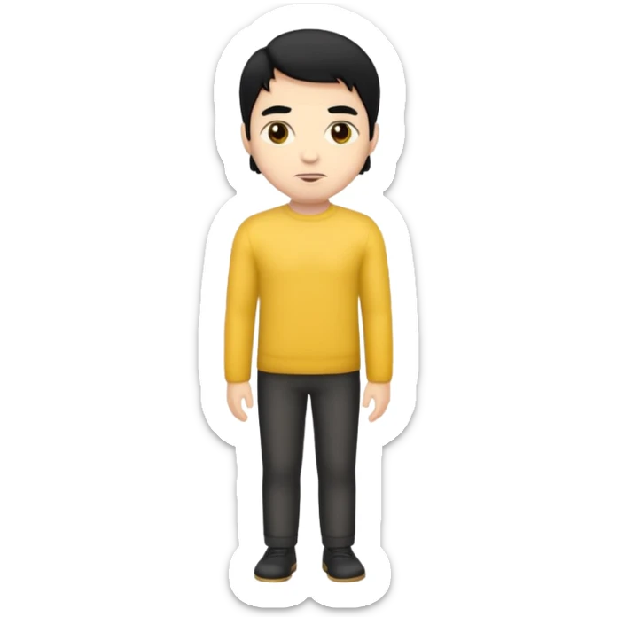 emoji man light skin and black hair, CUERPO COMPLETO, SOLO EL EMOJI SIN NINGUNA EXPRECION sticker