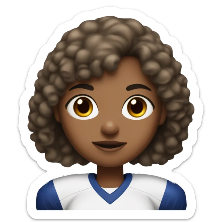 girl as a me, with Fringe brown-haired, hazel eyes, and wearing football jersey sticker