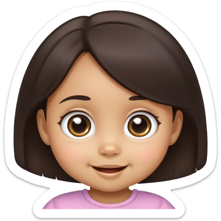 smiling baby girl with big eyes, medium skin tone, and dark hair sticker