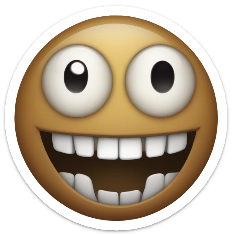 Emoji with hollowed out eyes and a big, creepy, toothy grin sticker