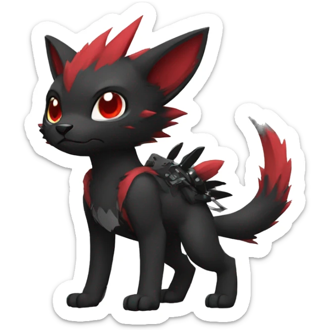 cool edgy black punk red animal hybrid Fakemon full body sticker