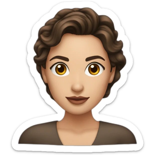 Mujer 39 años, pelo castaño, ojos marrones parecida a gal gadot sticker