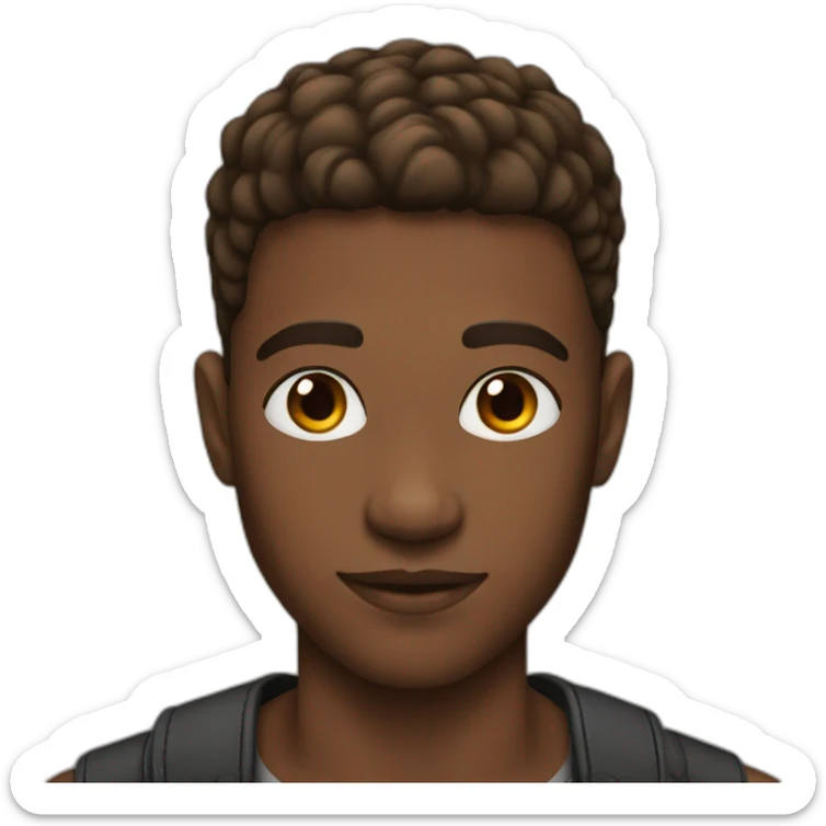 French crop mid fade Brown Hair Young african man emoji sticker