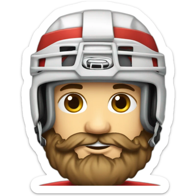 Hockeyeurs barbu avec son casque de hockey et un pansement sur la joue sticker