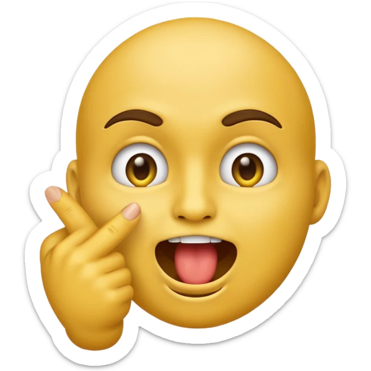 please create an emoji of the yellow face emoji kind of it bitting its index finger with a cheeky expresion sticker