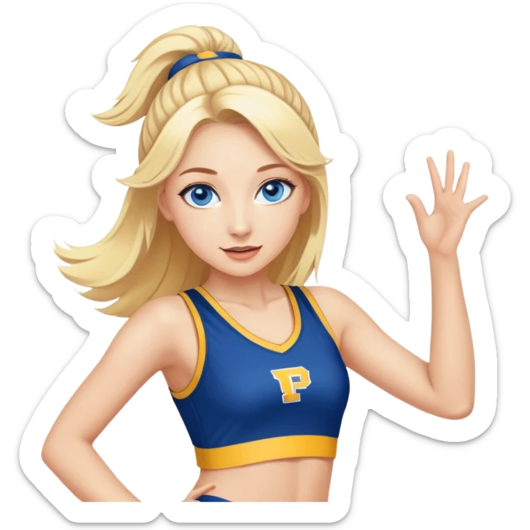 blonde girl with blue eyes dancing, with dance uniform on for the pacers basketball dance team sticker