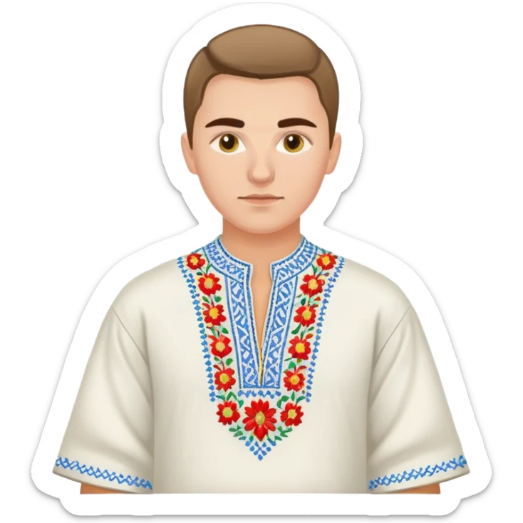 A young Ukrainian psychologist wearing a traditional embroidered vyshyvanka shirt sticker