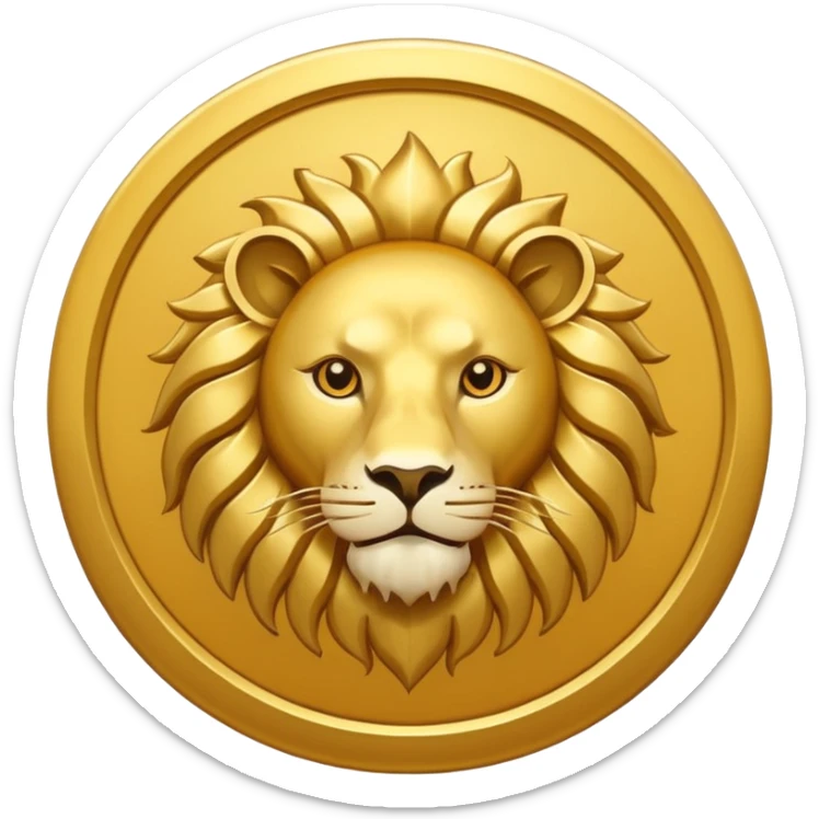 Iranian Lion and Sun symbol, minimalist emoji style, flat design, clean lines, gold lion and sun on transparent background, simple icon, no text, no flag stripes sticker