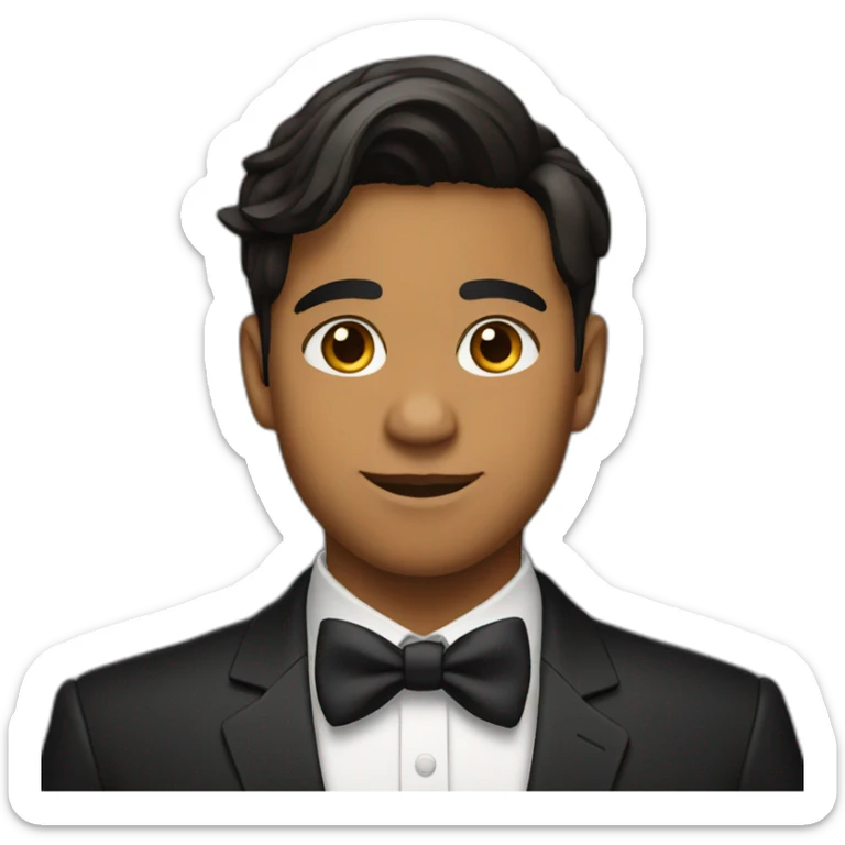 brown indian teenager with no facial hair wearing bow tie and black suit sticker